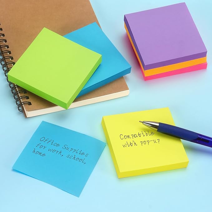 Early Buy Pop Up Sticky Notes, 3x3 in, 6 Pads, 6 Bright Colors, 100 Sheets | refillable design, repositionable adhesive, ideal for office, school, and home use