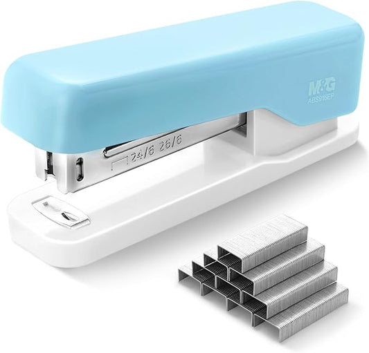 M&G Desktop Stapler, Basic Office Stapler with 1000 Staples, 20 Sheet Capacity, Portable Small Desk Staplers for School Home Office (Blue)