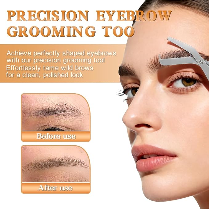 Eyebrow Scissors Professional Grooming Tool for Women Men, Precision Stainless Steel Brow Trimmer for Facial Hair & Eyebrow Shaping for Women & Men