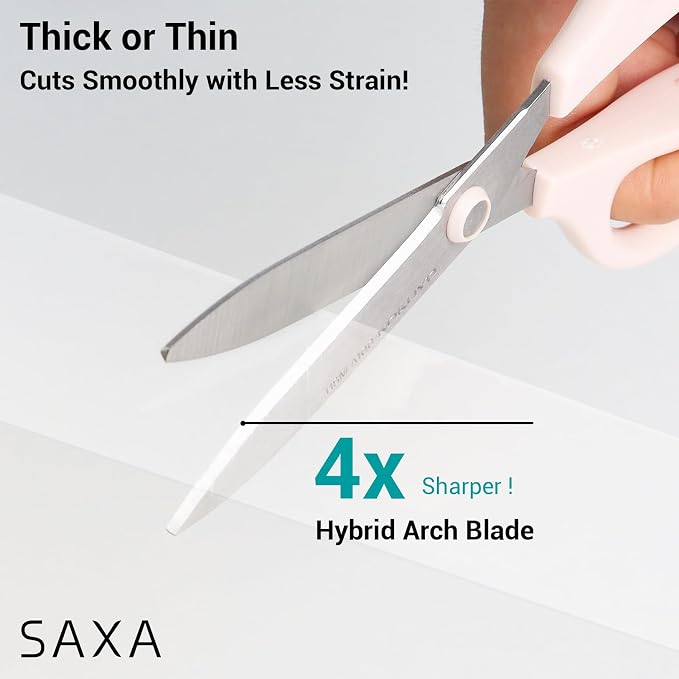 Kokuyo 7“ Scissor All purpose with Hybrid Arch Stainless Steel Blade, Pastel Pink, Sharper Cutting Performance Heavy Duty Cutter for Office Home School Craft Supplies (HSM-A100LP)