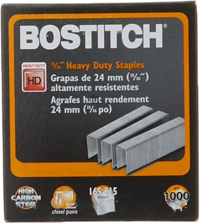 Bostitch Heavy Duty Staples, 165-215 Sheets, 15/16 Inch (24mm) Leg, 1,000 Per Box (SB3515/16HC-1M)