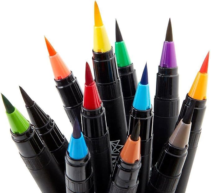 KINGART Pro Brush Pens, 24 Colors for Real Watercolor Painting with Flexible Nylon Brush Tips, Paint Markers for Coloring, Calligraphy and Drawing for Artists and Beginner Painters