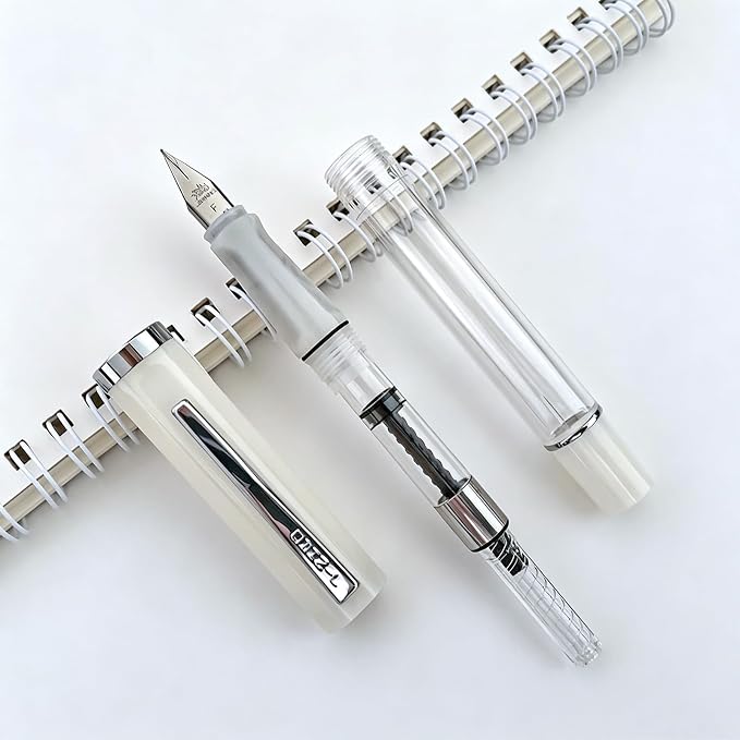 5-Pack Jinhao 58D Fountain Pen Set, Transparent Resin 0.5mm Fine Nib | Transparent Resin Fountain Pens With Converter & Pen Pouch. Ergonomic Design For Daily Office, Journaling & School Use.
