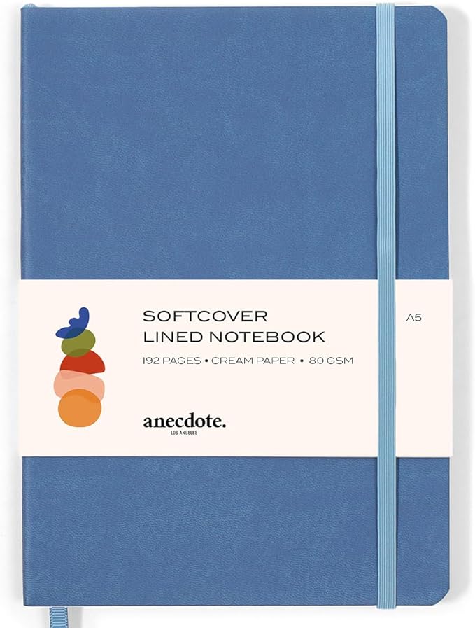 Softcover Ruled Journal with Thick 80 gsm Lined Cream Paper A5 size (8.3 inches x 5.4 inches) - Daily Writing Notebook for Travel, School and Office Use - Diary for Women and Men - French Blue