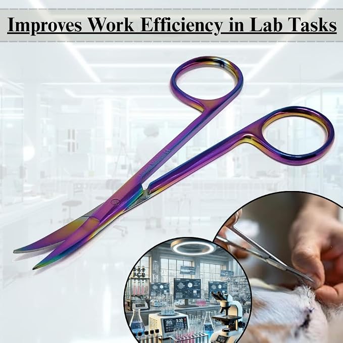 Premium Iris Scissors Micro Dissecting Scissors Curved 4.5" with Fine Sharp Blades Made of Stainless Steel Medical Surgical Tools (Multicolor)