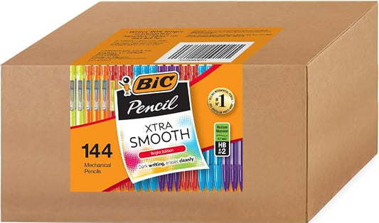 BIC Extra Smooth #2 Mechanical Pencils Bright Edition, 0.7 mm Medium Point, Assorted Colored Barrels - Bulk School Supplies for Students and Teachers, Pack of 144 Lead Pencils
