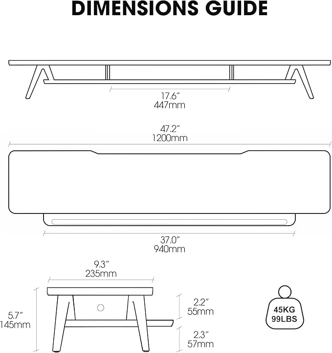 Fenge Dual Monitor Stand, Monitor Stands Riser for 2 monitors, 47.2 Inch Wood Desk Shelf with Storage Organizer and Cable Management for Office Desk Accessories