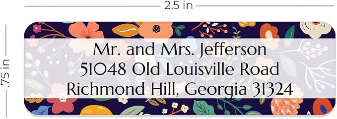 Multicolored Floral Print Rolled Address Labels / 500 Personalized Return Address Labels/Designer Address Stickers in Elegant Plastic Dispenser