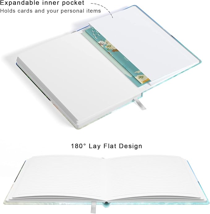 Lined Journal Notebook, Hardcover Journal for Women, Medium 5.7 x 8.4 in, 160 Pages Thick Paper, Cute Aesthetic Floral College Ruled Notebook for Journaling Writing Work Office School, Trees