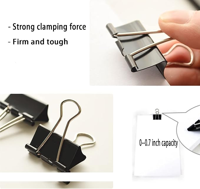 Medium Binder Clips 1.6 Inch (60 Pack), Large Binder Clips Medium Paper Clamps for Office and Home Supplies, Black | Large binder Clips medium paper clamps for Office and Home Supplies