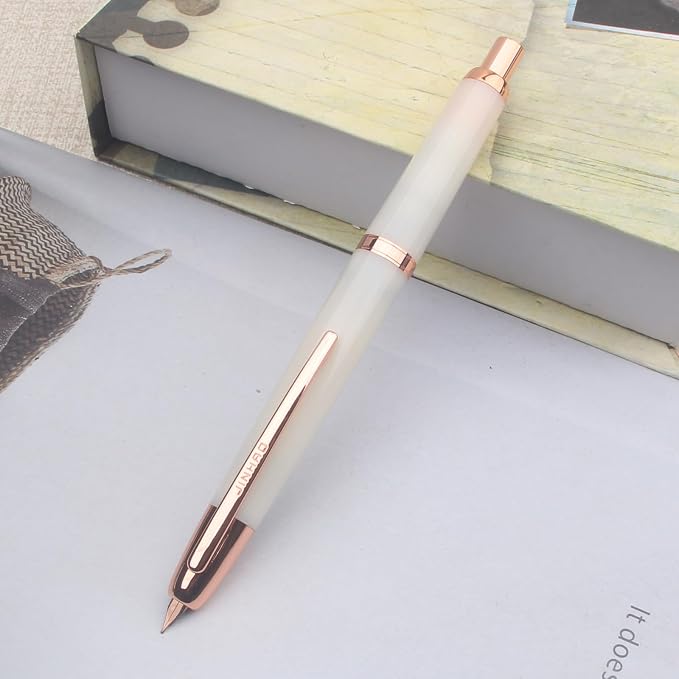 JINHAO 20 Pink Red Gold Clip Press Fountain Pen Retractable Nib Ink Pen with Converter Stationery School Supplies