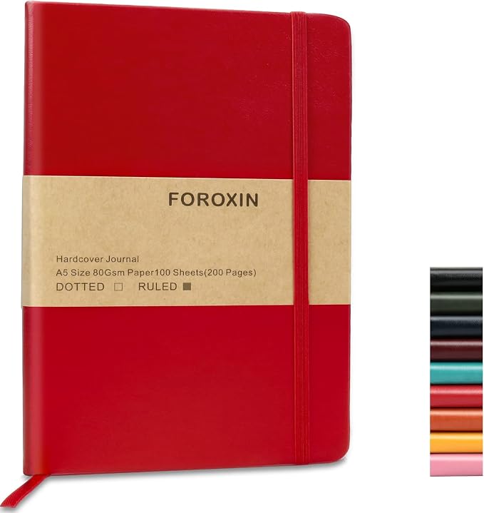 Journal notebook (A5-Lined, Red Color),192 Pages, Medium 5.7X8.3 inches - 80 gsm Thick Paper, Hardcover