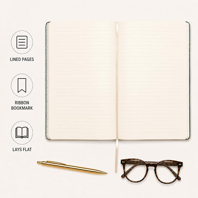 WORLD TRAVELER Large Lined Journal Notebook 256 Ruled White & Ivory Pages | Lay-Flat Binding, Gilded Page Edges Resist Wear, Reinforced Square Corners, Bleed-Resistant Smooth Paper