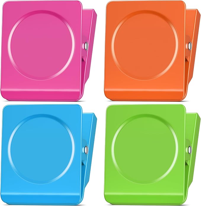 FINDMAG 4 Pack Magnet Clips, Colorful Magnetic Clips for Refrigerator Use