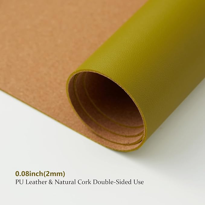 Large Cork Desk Mat - 47.2"x 17" Desk Pad for Office and Home - Ideal for Large Mouse Pad and Desk Mats on Top of Desks(Olive Green)