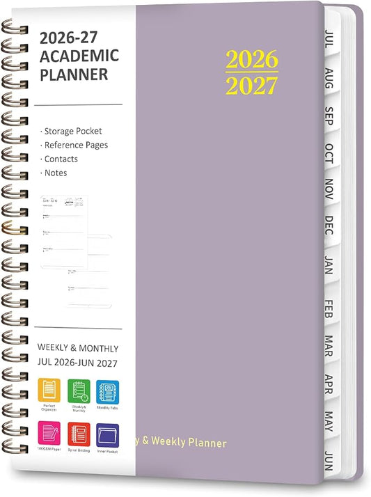 Planner 2026-2027, Weekly and Monthly Academic Planner, July 2026 - June 2027, Hardcover Calendar Agenda Book for School Year Planning, School Supplies for Teacher and Student, A5(6.3'' x 8.5'')