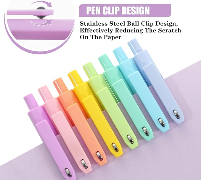 Piochoo Gel Pens, 8pcs Black Ink Pens 0.5mm Smooth Writing Pens,Cute Color Pens for Journaling Desk Accessories Office School Supplies Gifts for Women Nurses