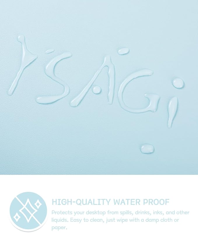 YSAGi Non-Slip Leather Desk Pad L Size, Waterproof Laptop Computer Desk Keyboard Mat, Table Protector Blotter Mat, Large Mouse Pad for Office/Work/Home/Decor(Sky Blue, 35.4" x 17")