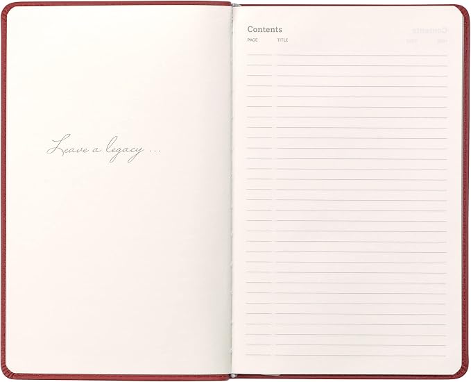 Classic Leather Notebook Writing Journal, Softcover, Narrow Ruled, Table of Contents and Numbered Pages