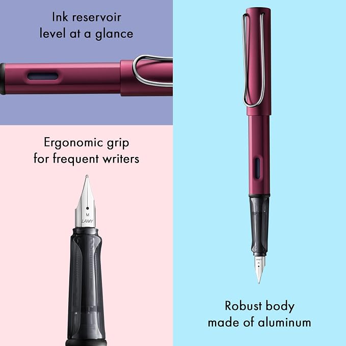 LAMY AL-star black purple - Fountain Pen with ergonomic grip & polished steel nib in size EF - lightweight aluminum body - including LAMY T 10 blue cartridge - Right-Handed