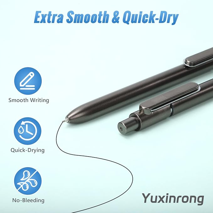 12 Pcs Black Gel Pens 0.5mm Retractable Pen, Gel Ink Pens Bulk, Gray | Quick Drying Fine Point Pens Smooth Writing, ABS Case with Pocket Clip Perferct for Office,Back to School