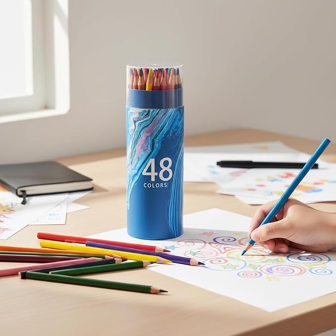 48Pcs Colored Pencil Set, Professional Drawing & Coloring Pencils with Velvety-Soft Core for Artists, Adults, Kids - 48 Vibrant Colors