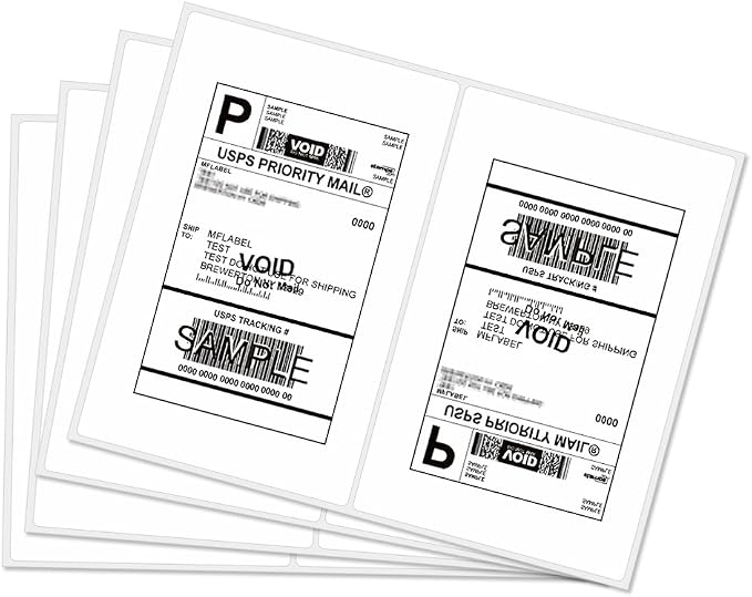 MFLABEL Half Sheet Shipping Labels 2-UP (200 Labels, 8.5"x5.5") - Round Corner Laser/Inkjet Labels for FedEx, UPS, Amazon FBA Strong Adhesion Corrugated Box Labels