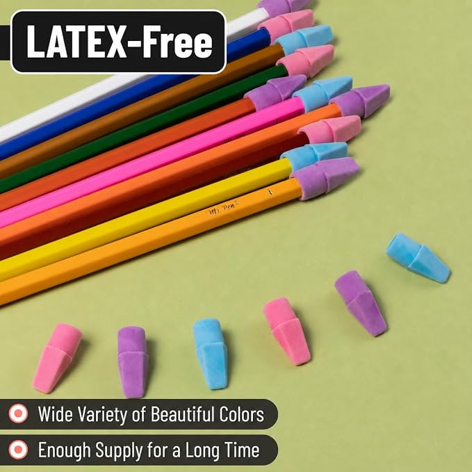 Mr. Pen- Pencil Erasers Toppers, 30 Pack, Colorful, Latex Free, No Smudge, Mr Pen Erasers for Pencils