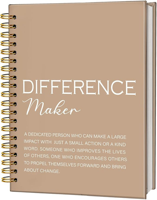Difference Maker Gift, Difference Maker Definition Spiral Notebook Journal, Motivational Notebooks, Thank You Gifts for Women Men Teacher Coworkers, Hardcover Spiral Notebook 5.5x8.3(Brown)