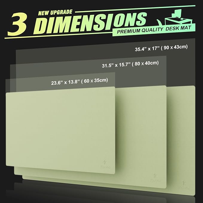 K KNODEL Extra Large Desk Mat, Leather Mouse Pad (35.4"x17", Light Green) | Desk Pad, Keyboard Pad, Computer and Laptop Mat, Desktop Protector and Cover, Writing Pad and Blotter for Home Office