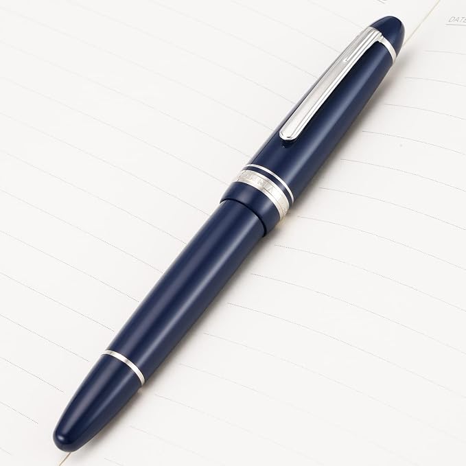 erofa Majohn P136 Piston Fountain Pen 1.1mm Stub Nib with Box, Blue Resin Writing Pen Set