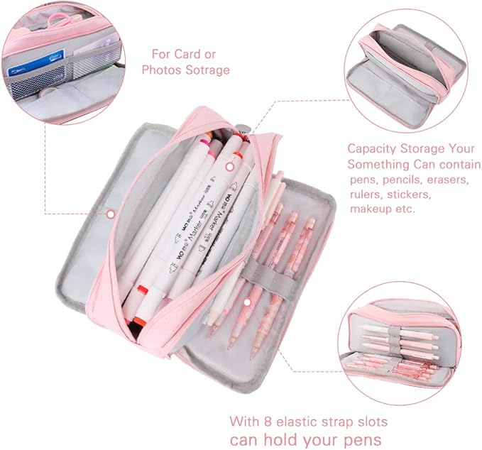 iSuperb Large Pencil Case 3 Compartments Pencil Pouch Big Capacity Pencil Bag for Kids Teen Girls Boys Student School Supplies Oxford Organizer Pen Bag Cosmetic Makeup Pouch