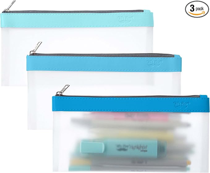 Mr. Pen- Clear Pencil Pouch, 8.50"x4.25", 3 Pack, Durable TPU Material | Medium Water-Resistant Pencil Bags with Smooth Zipper, Multipurpose Clear Pouch for Stationery, School, Office