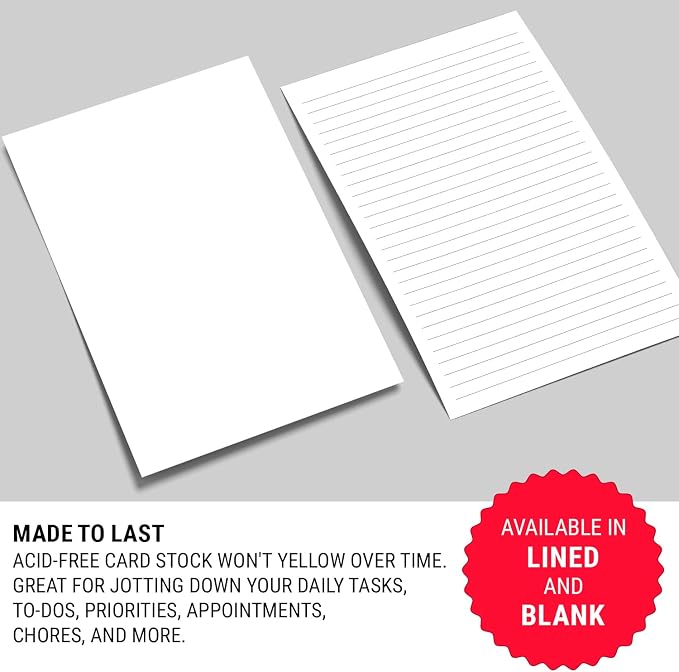 321Done Blank Notepad & Memo Pad, Unlined Writing Pads - 50 Tear-Off Sheets, 5.5x8.5 Notepads, Note Pads, Note Paper, Scratch Pad, Plain White 70 lb Paper, Chipboard Backing, Made in USA
