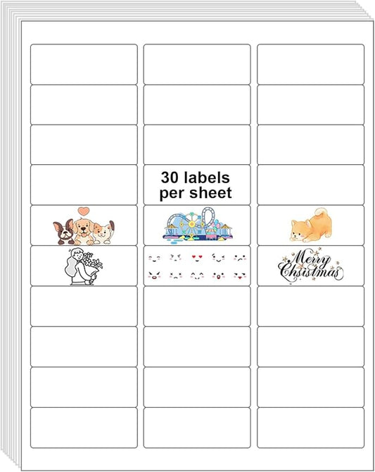 1" x 2-5/8" Shipping Return Address Labels for Laser Inkjet Printer, 30 UP Labels for Amazon FBA, White Blank Mailing Stickers (50 Sheet / 1500 pcs) | 30 UP Labels for Amazon FBA, White Blank Mailing Stickers (50 Sheet / 1500 pcs)