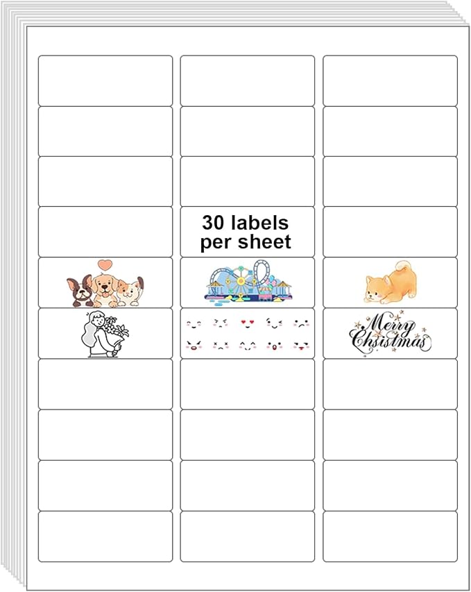 30 UP 15000 Stickers 500 Sheets 1" x 2-5/8" Shipping Return Address Labels for Laser Inkjet Printer, White Blank Mailing Labels | Shipping Return Address Labels for Laser Inkjet Printer, White Blank Mailing Labels