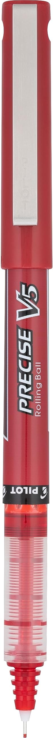 Pilot Precise V5 Stick Liquid Ink Rolling Ball Stick Pens, Extra Fine Point (0.5mm) Red Ink Pens, 12-Pack