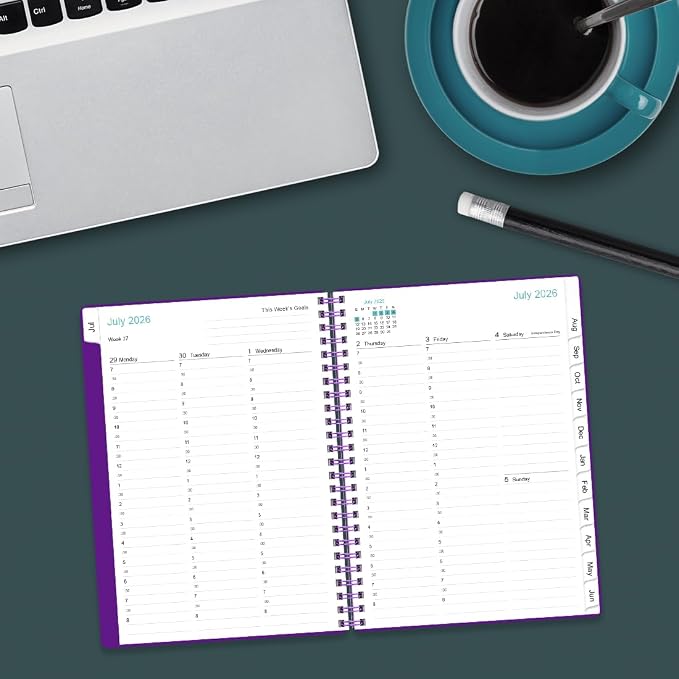 2026-2027 Appointment Book & Planner - Hourly Planner from July 2026 - June 2027, Weekly Appointment Book 2026-2027 with 30-Minute Interval, 6.4" x 8.5", Purple