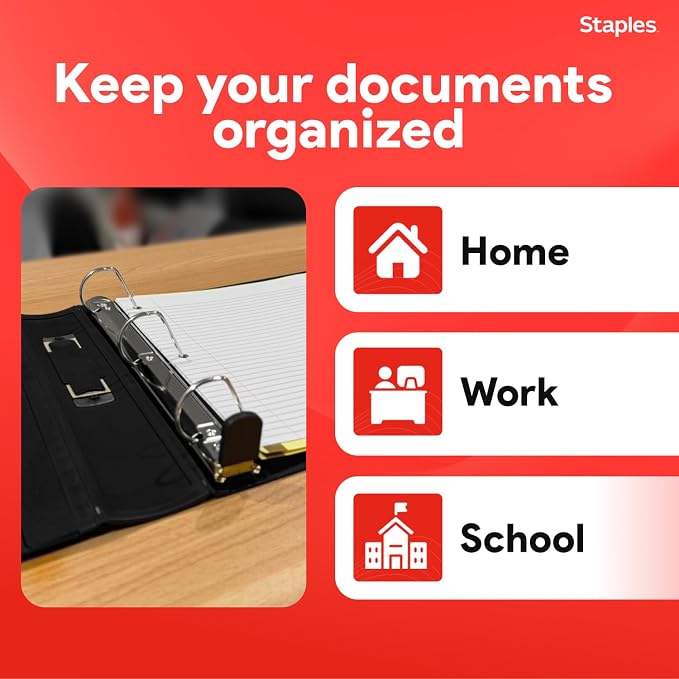 Staples Heavy-Duty 1.5-Inch D-Ring Binder, Black – Large Capacity 3-Ring Binder, Holds Up to 400 Sheets for School & Office