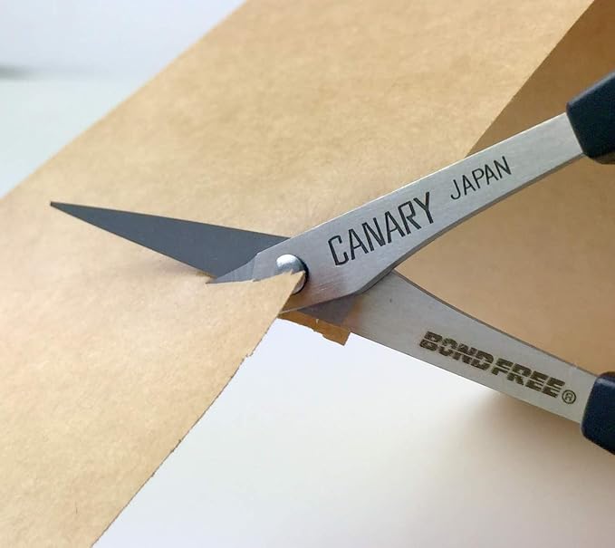CANARY Japanese Mini Craft Scissors 4" Curved Blade [Extra Non-Stick], Small Detail Scissors for Paper Crafting, Fabric Cutting, Art Crafts, Made in JAPAN
