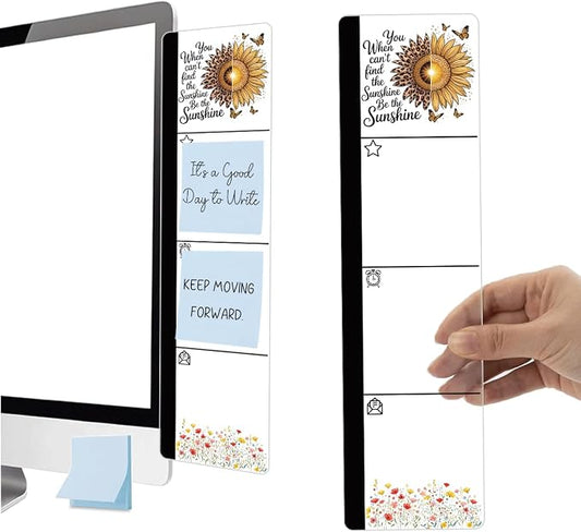 Monitor Memo Board Acrylic Sticky Note Holder Inspirational Sunflower | Office Desk Decor With 100 Self Stick Note Pads Be The Sunshine Quote