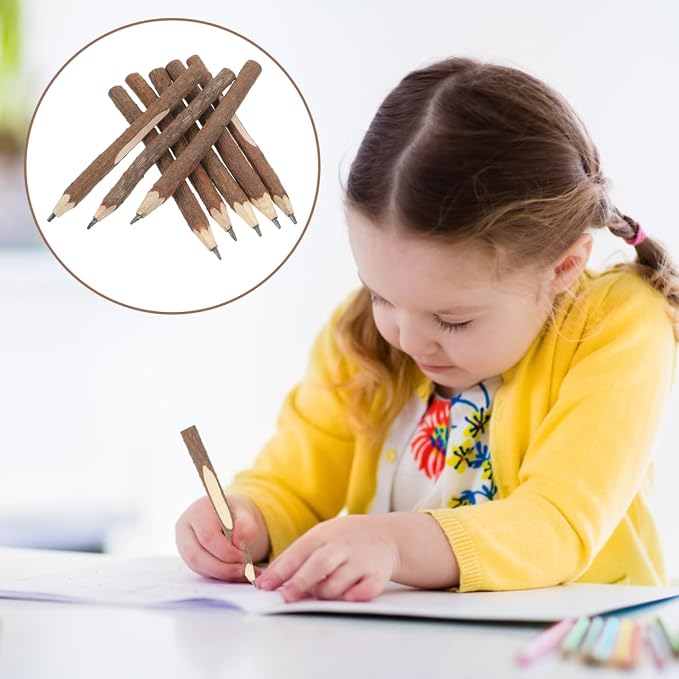 NUOBESTY 30 Pcs Natural Bark Twig Pencils Rustic Tree Branch Wooden Pencils for Kids Creativity Office School Supplies