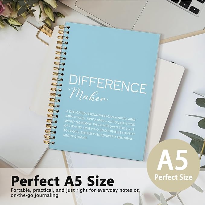 Blue Difference Maker Gift, Difference Maker Definition Hardcover Spiral Notebook Journal, Motivational Notebooks, Thank You Gifts for Women Men Teacher Coworkers, 5.5x8.3