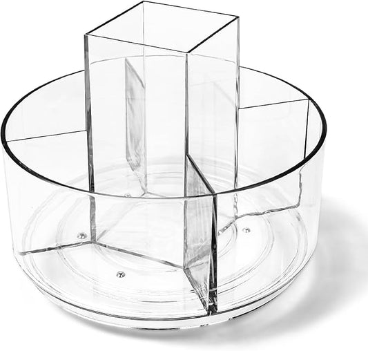 Rotating Acrylic Pen Holder, Clear Pencil Holder for Desk, 360 Degree Rotating Makeup Brush Holder and Storage Organizer, Modern Desk Organizer for School, Home and Office.