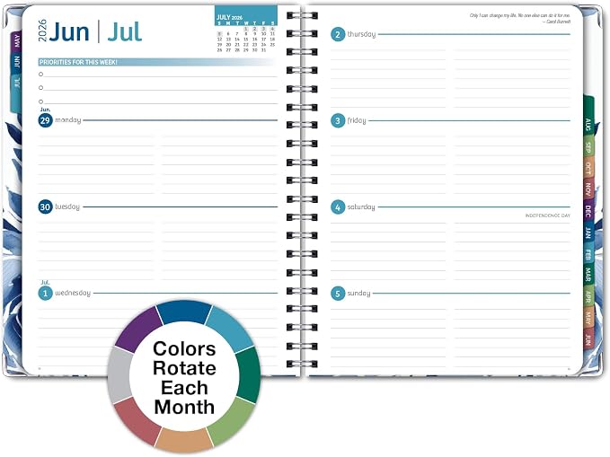 HARDCOVER Academic Year 2026-2027 Planner: 14 Months (May 2026 Through June 2027) 8.5"x 11" Daily Weekly Monthly Planner Yearly Agenda. Bookmark, Pocket Folder and Sticky Note Set (Blue Bloom)