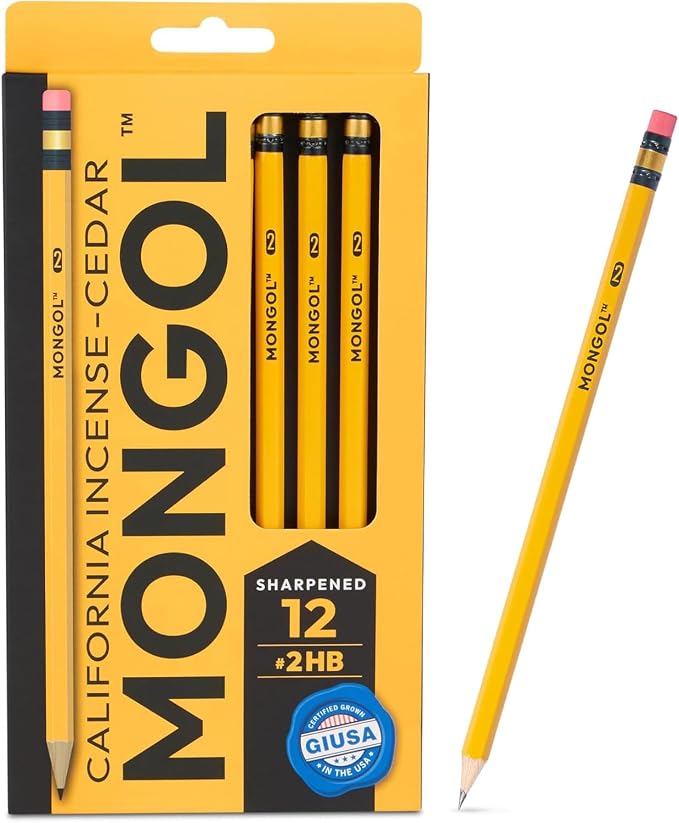 Mongol Classic Incense Cedar #2 Pencil - 12-Pack – Pre-sharpened, European Graphite Core, US Grown Cedar, Smudge Free Eraser – Nontoxic PMA Certified