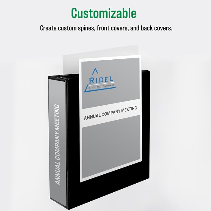 Office Essentials Economy View 3 Ring Binders, 3" Round Rings, 3.5" Spine, 460-Sheet Capacity, Black Binders (12-Pack of 03431)
