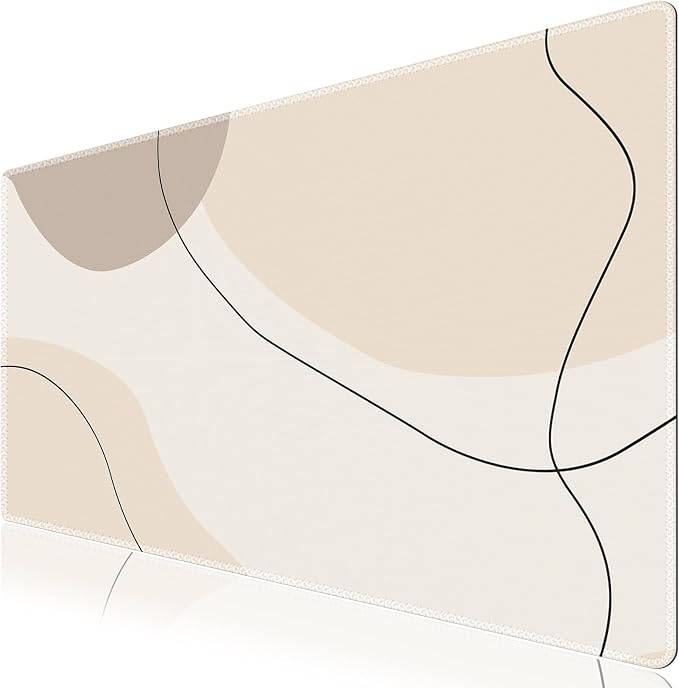 iCasso Extended Gaming Mouse Pad (35.4x15.7 in), Large Stable Rubber Base Mousepad with Stitched Edges, Keyboard Mouse Mat Desk Pad for Work, Game, Office, Home-Brown Art Modern