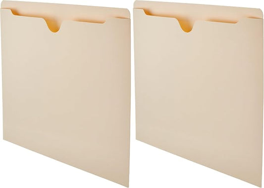Amazon Basics File Jackets for Organizing Documents, Reinforced Straight-Cut Tab, Flat-No Expansion, Letter Size, Manila, 200-Pack