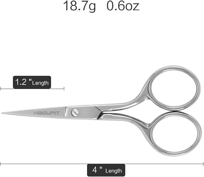 Small Precision Embroidery Scissors, 4" Forged Stainless Steel Sharp Pointed Tip Detail Shears for DIY Craft Thread Cutting, Needlework Yarn & Sewing